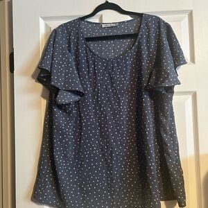 Ricki's Navy Polka Dot Ruffle Sleeve Blouse